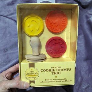 Mrs Anderson's Silicone Cookie Stamps Trio Smiley Home Made With Love! New